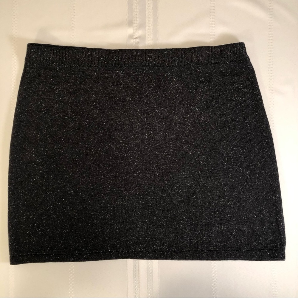J Jill Dark Gray Silk Blend Tweed Pull On Skirt Size L